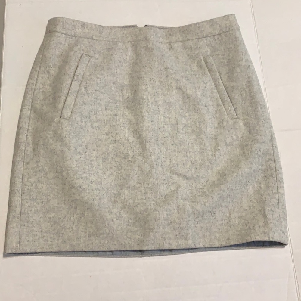 J Crew Sz 4 Gray Zip-Pocket Lined Mini Skirt Wool Blend New